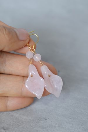 Natural Powder Crystal Calla Lily Earrings for Women, Unique Chinese-Style Ear Hooks, 2025 Fashion Trend