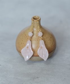 Natural Powder Crystal Calla Lily Earrings for Women, Unique Chinese-Style Ear Hooks, 2025 Fashion Trend