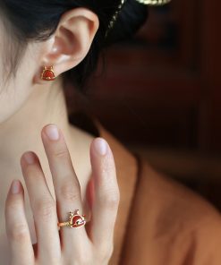 Natural Red Agate Dragon Stud Earrings for Women - Vintage Chinese Style Silver Jewelry, Light Luxury National Wind Design