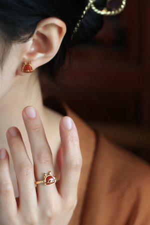 Natural Red Agate Dragon Stud Earrings for Women - Vintage Chinese Style Silver Jewelry, Light Luxury National Wind Design