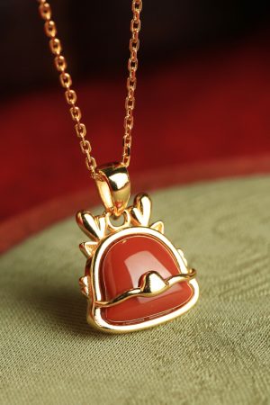 Natural Red Agate Dragon Stud Earrings for Women - Vintage Chinese Style Silver Jewelry, Light Luxury National Wind Design