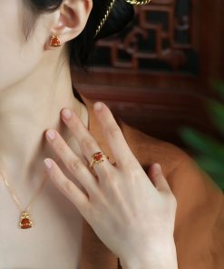 Natural Red Agate Dragon Stud Earrings for Women - Vintage Chinese Style Silver Jewelry, Light Luxury National Wind Design