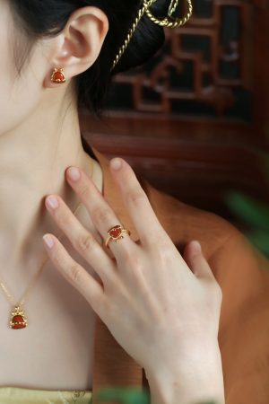 Natural Red Agate Dragon Stud Earrings for Women - Vintage Chinese Style Silver Jewelry, Light Luxury National Wind Design