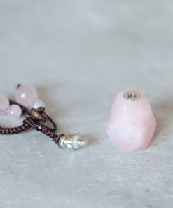 Natural Rose Quartz Crystal Perfume Bottle Pendant Keychain Bag Charm Accessory - Perfect Best Friend Gift Jewelry