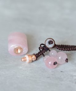 Natural Rose Quartz Crystal Perfume Bottle Pendant Keychain Bag Charm Accessory - Perfect Best Friend Gift Jewelry