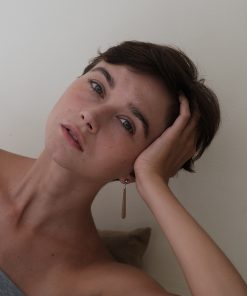 Natural Wood Grain Stone Long Drop Earrings - European American Style Water Drop Shape Ear Studs for High-End Fashion