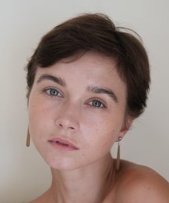 Natural Wood Grain Stone Long Drop Earrings - European American Style Water Drop Shape Ear Studs for High-End Fashion