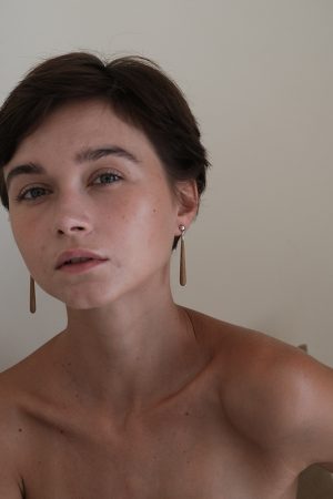 Natural Wood Grain Stone Long Drop Earrings - European American Style Water Drop Shape Ear Studs for High-End Fashion