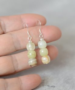 Natural Xiu Jade 925 Silver Earrings - Ethnic Style Chinese Jade Accessories for Women