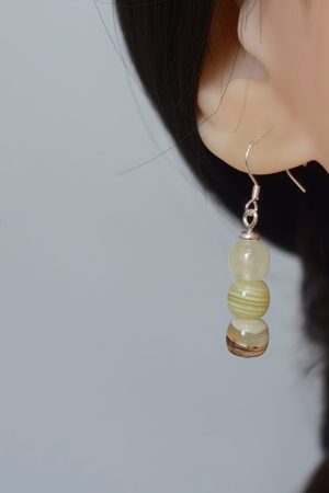 Natural Xiu Jade 925 Silver Earrings - Ethnic Style Chinese Jade Accessories for Women