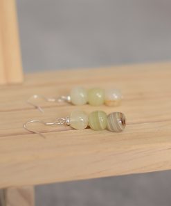 Natural Xiu Jade 925 Silver Earrings - Ethnic Style Chinese Jade Accessories for Women