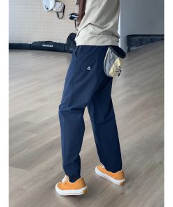 Navy Blue Soft-Shell Waterproof Men's Casual Long Pants - Tapered Functional Work Pants for Outdoor Climbing and Activities