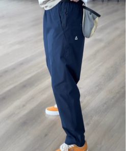 Navy Blue Soft-Shell Waterproof Men's Casual Long Pants - Tapered Functional Work Pants for Outdoor Climbing and Activities