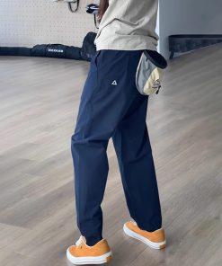 Navy Blue Soft-Shell Waterproof Men's Casual Long Pants - Tapered Functional Work Pants for Outdoor Climbing and Activities