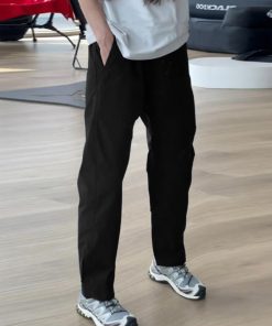 Navy Blue Soft-Shell Waterproof Men's Casual Long Pants - Tapered Functional Work Pants for Outdoor Climbing and Activities