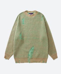 Neat Style, Clothes Spring - Grunge Distressed Knitted Sweater