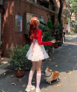 New Fashion Dress For Women, Cute Outfits Aesthetic Baddie - Coquette Mini Dress With Cardigan