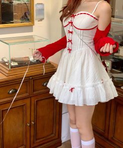 New Fashion Dress For Women, Cute Outfits Aesthetic Baddie - Coquette Mini Dress With Cardigan