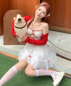 New Fashion Dress For Women, Cute Outfits Aesthetic Baddie - Coquette Mini Dress With Cardigan