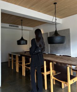 No-Collar Pleated Waist Wool Coat with Gold Buckle - Yuppie Style for Autumn & Winter Fashion