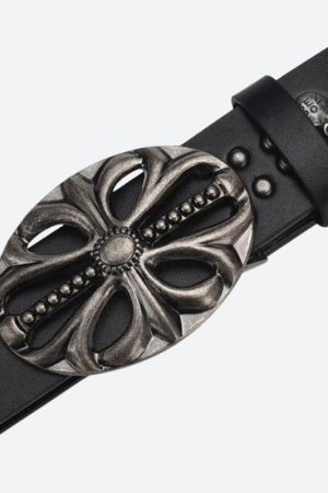 Non Revealing Outfits, Natural Glamour - Grunge Cross Buckle Belt