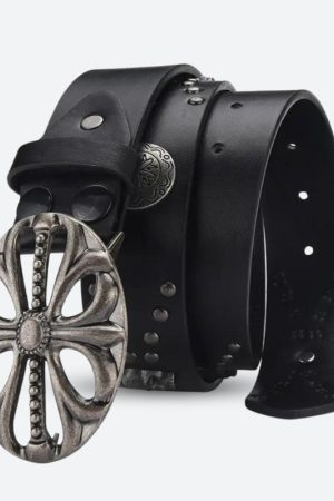Non Revealing Outfits, Natural Glamour - Grunge Cross Buckle Belt
