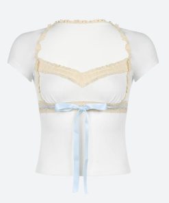 Non Revealing Outfits, Paris Outfits February - Coquette Lace Trim Top