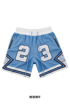 North Carolina Legend Double-Layer Embroidered Zipper Mesh Casual Sports Shorts for Men