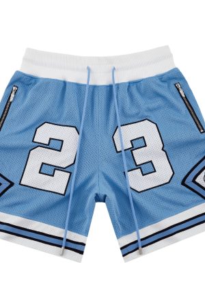 North Carolina Legend Double-Layer Embroidered Zipper Mesh Casual Sports Shorts for Men