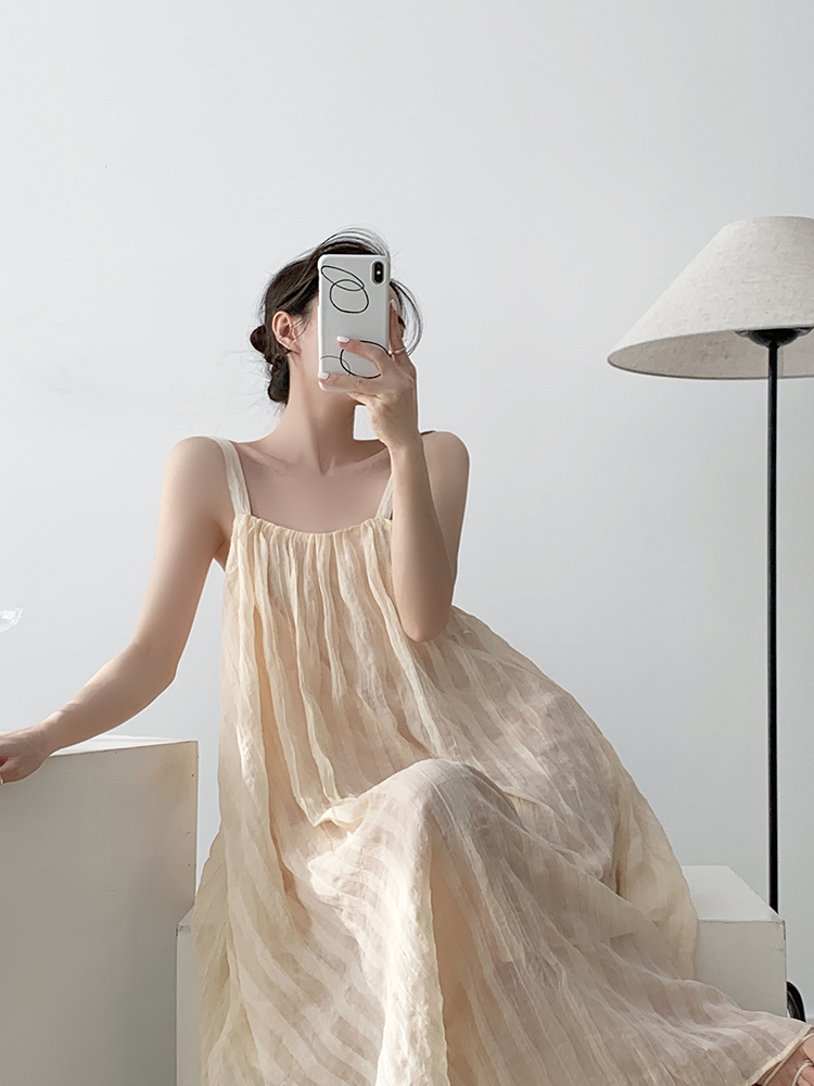 Nude Pink Spaghetti Strap Dress for Vacation, Off-Shoulder Long Skirt, Fairy Style for Beach Photo Shoots, Y2K Fashion Nude Pink Spaghetti Strap Dress for Vacation, Off-Shoulder Long Skirt, Fairy Style for Beach Photo Shoots, Y2K Fashion