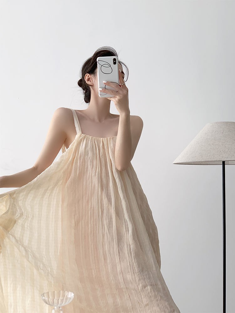 Nude Pink Spaghetti Strap Dress for Vacation, Off-Shoulder Long Skirt, Fairy Style for Beach Photo Shoots, Y2K Fashion Nude Pink Spaghetti Strap Dress for Vacation, Off-Shoulder Long Skirt, Fairy Style for Beach Photo Shoots, Y2K Fashion