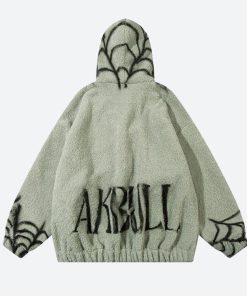 Nyc Outfits, Tomboy Style Outfits - Spider Full Zip-Up Teddy Hoodie Jacket