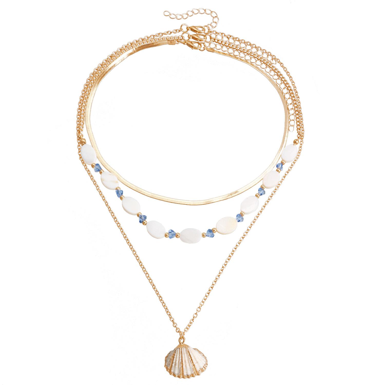 Ocean Style Multi-Layer Shell Stacking Necklace - Vintage Mother-of-Pearl Beaded Jewelry for Holidays and Everyday Wear Ocean Style Multi-Layer Shell Stacking Necklace - Vintage Mother-of-Pearl Beaded Jewelry for Holidays and Everyday Wear