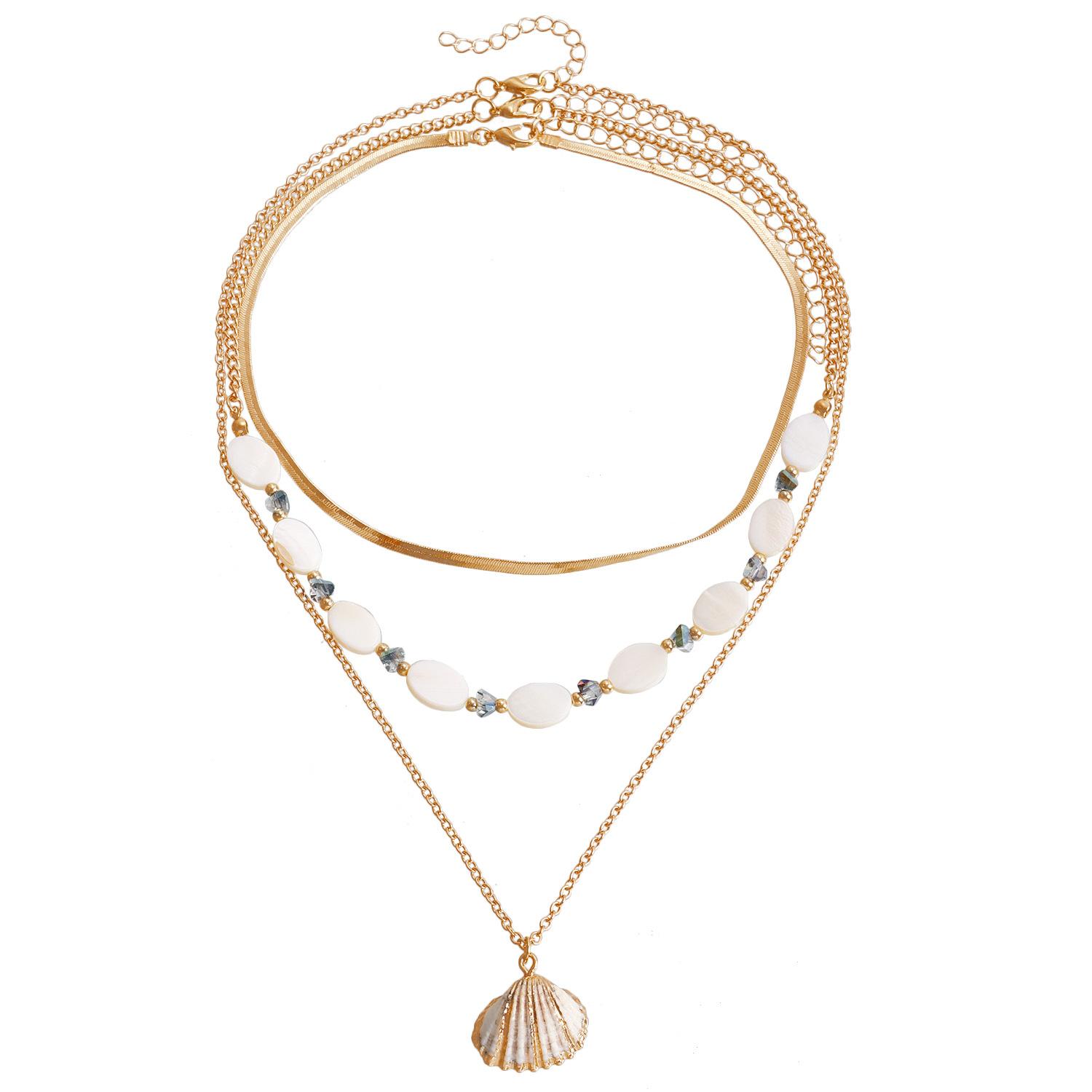 Ocean Style Multi-Layer Shell Stacking Necklace - Vintage Mother-of-Pearl Beaded Jewelry for Holidays and Everyday Wear Ocean Style Multi-Layer Shell Stacking Necklace - Vintage Mother-of-Pearl Beaded Jewelry for Holidays and Everyday Wear