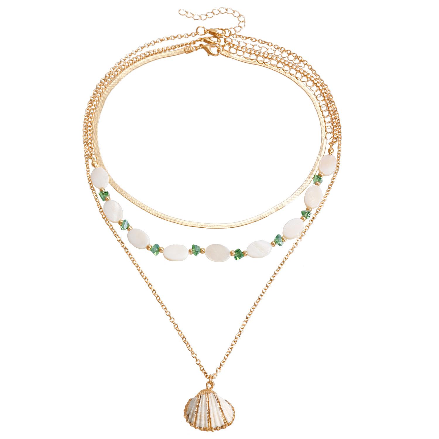 Ocean Style Multi-Layer Shell Stacking Necklace - Vintage Mother-of-Pearl Beaded Jewelry for Holidays and Everyday Wear Ocean Style Multi-Layer Shell Stacking Necklace - Vintage Mother-of-Pearl Beaded Jewelry for Holidays and Everyday Wear