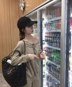 Off-Shoulder Asymmetrical Sweatshirt and One-Shoulder Skirt Casual Outfit with Long Pants - Trendy Y2K Style Ensemble