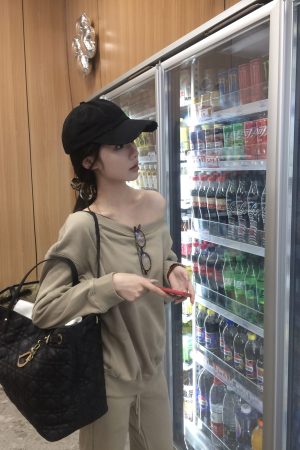 Off-Shoulder Asymmetrical Sweatshirt and One-Shoulder Skirt Casual Outfit with Long Pants - Trendy Y2K Style Ensemble