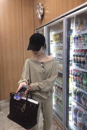 Off-Shoulder Asymmetrical Sweatshirt and One-Shoulder Skirt Casual Outfit with Long Pants - Trendy Y2K Style Ensemble