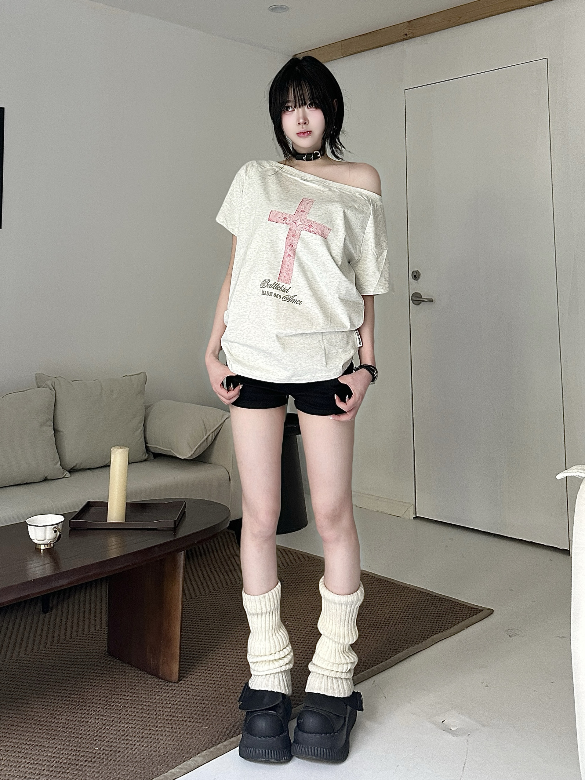 Off-Shoulder Crossbody Top for Women, Loose American Style Summer T-Shirt, Slim Fit Short Sleeve, Trendy Casual Wear Off-Shoulder Crossbody Top for Women, Loose American Style Summer T-Shirt, Slim Fit Short Sleeve, Trendy Casual Wear