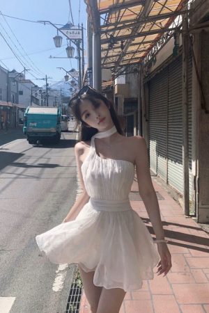 Off-Shoulder Halter Neck Dress with Fairy Waist Design, Flowy Long Skirt, French Style Summer Vacation Dress