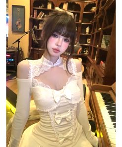 Off-Shoulder Knitted Top for Women - Sweet and Spicy Chinese Style Long Sleeve Slim Fit Lace Autumn Winter Fashion