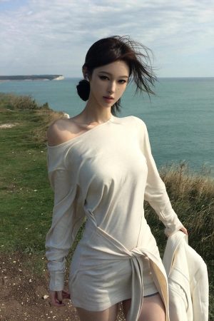 Off-Shoulder Long Sleeve Bodycon Dress for Women - French Style, Waist-Cinching, Spicy Girl Fashion for Spring and Summer