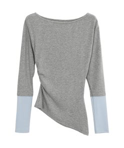 Off-Shoulder Long Sleeve Top for Women, Fitted Pure Cotton Shirt, New Style 2025, Trendy Casual Wear, Chic Weekend Look