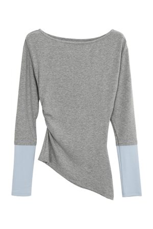 Off-Shoulder Long Sleeve Top for Women, Fitted Pure Cotton Shirt, New Style 2025, Trendy Casual Wear, Chic Weekend Look