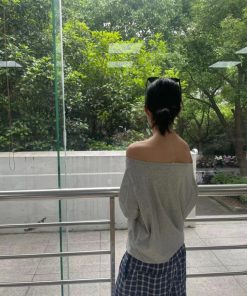 Off-Shoulder One-Shoulder Two-Way Short Sleeve T-Shirt for Women - Loose Slimming Summer Top, Versatile Casual Style