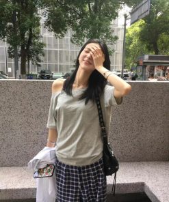 Off-Shoulder One-Shoulder Two-Way Short Sleeve T-Shirt for Women - Loose Slimming Summer Top, Versatile Casual Style