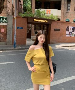Off-Shoulder Waist-Cinching Dress & Lightweight Slim T-Shirt - Summer Korean Style Fashion Must-Haves