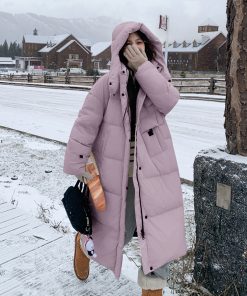 Off-White Long Knee-Length Down Jacket for Women, 2025 Winter Korean Style Thick Duck Down Puffer Coat, Super Stylish Outerwear