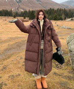 Off-White Long Knee-Length Down Jacket for Women, 2025 Winter Korean Style Thick Duck Down Puffer Coat, Super Stylish Outerwear