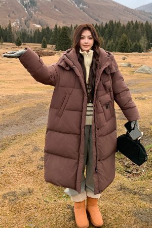 Off-White Long Knee-Length Down Jacket for Women, 2025 Winter Korean Style Thick Duck Down Puffer Coat, Super Stylish Outerwear